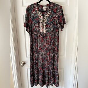 Knox Rose Floral Maxi Dress - Red, Green, Cream